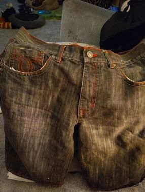 Avirex Dark Black Denim Jeans with Red Stitching